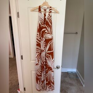 Express Tropical Print Halter Maxi Dress